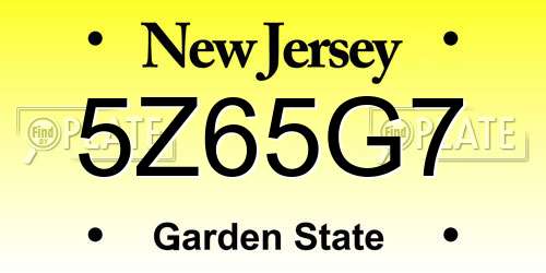 5Z65G7 New Jersey License Plate