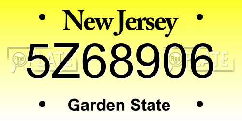 5Z68906 New Jersey License Plate