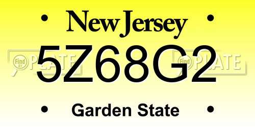 5Z68G2 New Jersey License Plate