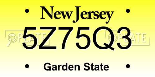 5Z75Q3 New Jersey License Plate