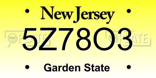 5Z78O3 New Jersey License Plate