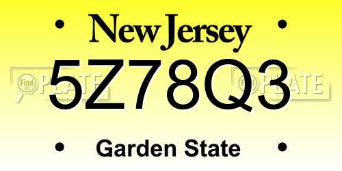 5Z78Q3 New Jersey License Plate
