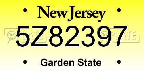 5Z82397 New Jersey License Plate