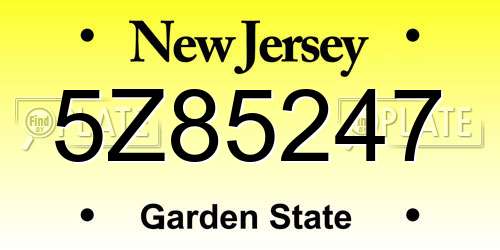 5Z85247 New Jersey License Plate