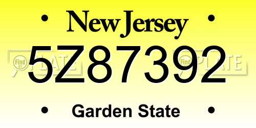 5Z87392 New Jersey License Plate
