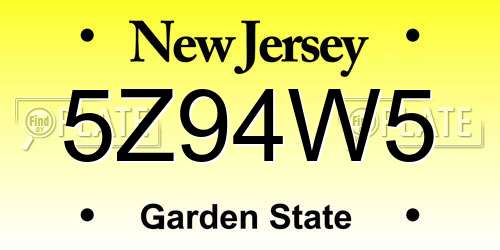 5Z94W5 New Jersey License Plate