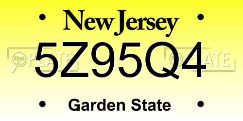 5Z95Q4 New Jersey License Plate