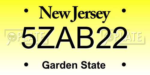 5ZAB22 New Jersey License Plate