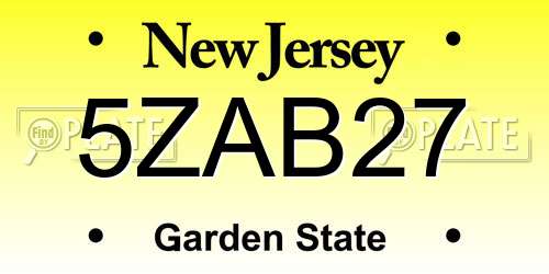 5ZAB27 New Jersey License Plate
