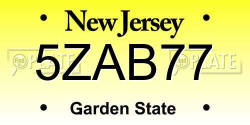 5ZAB77 New Jersey License Plate