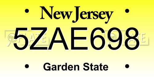 5ZAE698 New Jersey License Plate