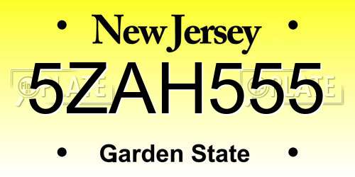5ZAH555 New Jersey License Plate