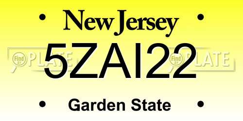 5ZAI22 New Jersey License Plate