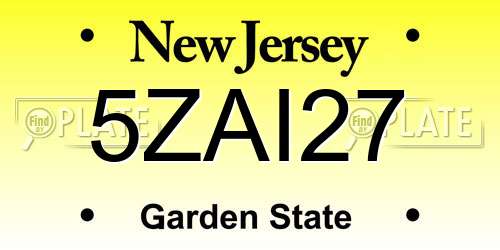 5ZAI27 New Jersey License Plate