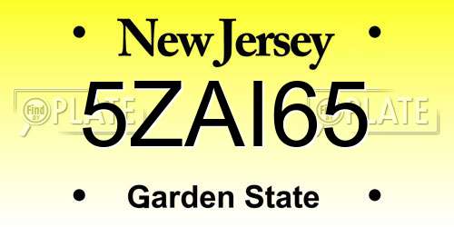 5ZAI65 New Jersey License Plate