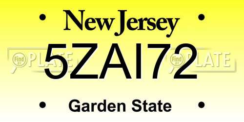5ZAI72 New Jersey License Plate