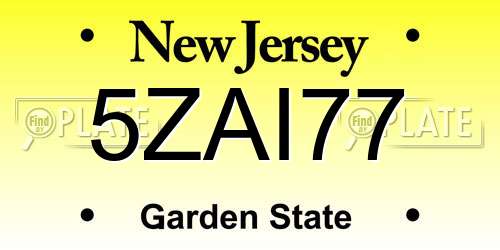 5ZAI77 New Jersey License Plate