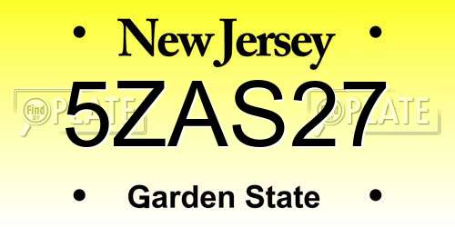 5ZAS27 New Jersey License Plate