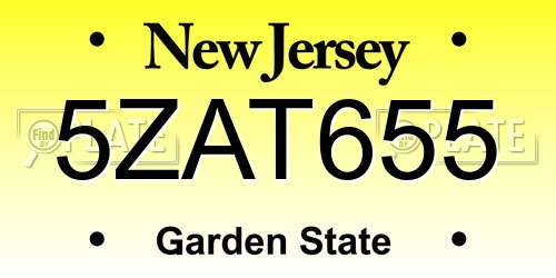 5ZAT655 New Jersey License Plate