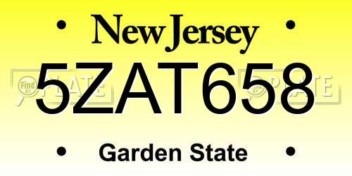5ZAT658 New Jersey License Plate