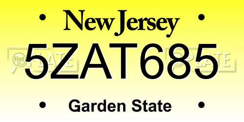 5ZAT685 New Jersey License Plate