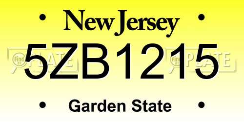 5ZB1215 New Jersey License Plate