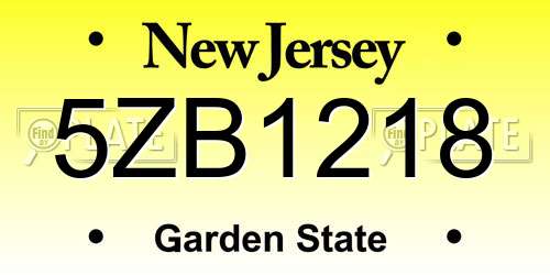 5ZB1218 New Jersey License Plate