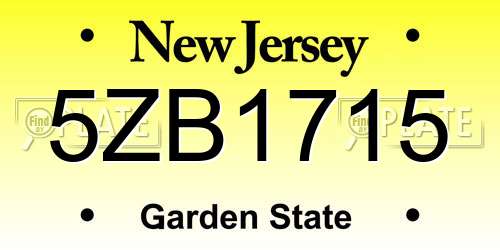 5ZB1715 New Jersey License Plate