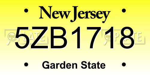 5ZB1718 New Jersey License Plate