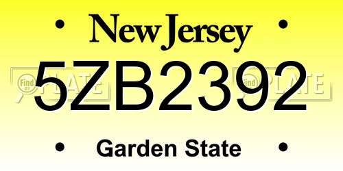 5ZB2392 New Jersey License Plate