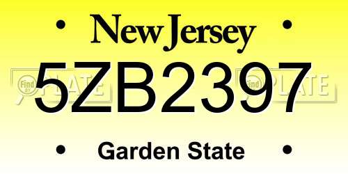 5ZB2397 New Jersey License Plate