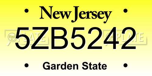 5ZB5242 New Jersey License Plate