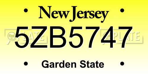 5ZB5747 New Jersey License Plate