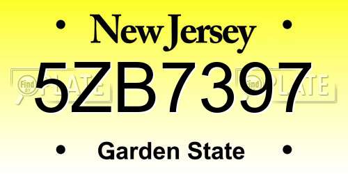 5ZB7397 New Jersey License Plate