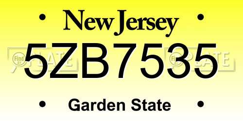 5ZB7535 New Jersey License Plate