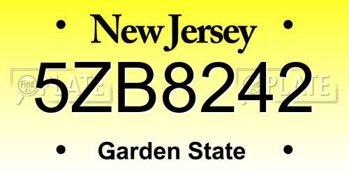5ZB8242 New Jersey License Plate