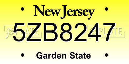 5ZB8247 New Jersey License Plate