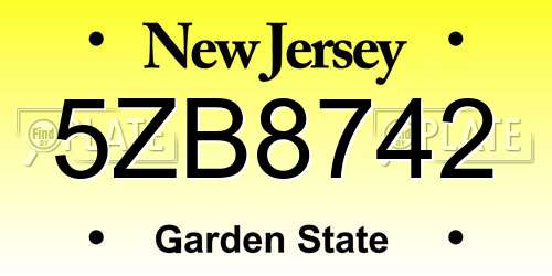 5ZB8742 New Jersey License Plate