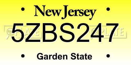 5ZBS247 New Jersey License Plate