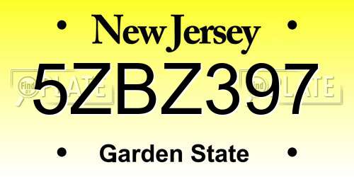 5ZBZ397 New Jersey License Plate