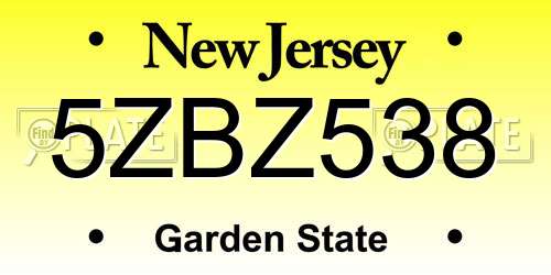 5ZBZ538 New Jersey License Plate