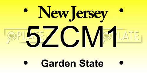 5ZCM1 New Jersey License Plate