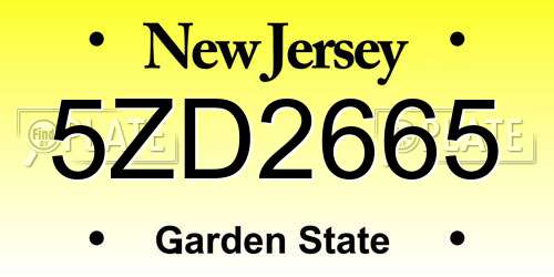 5ZD2665 New Jersey License Plate
