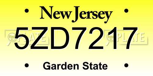 5ZD7217 New Jersey License Plate