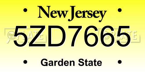 5ZD7665 New Jersey License Plate