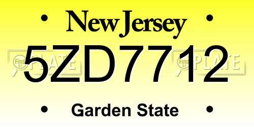 5ZD7712 New Jersey License Plate