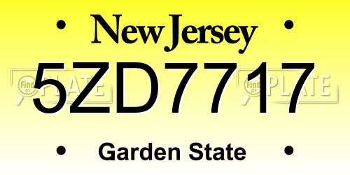 5ZD7717 New Jersey License Plate