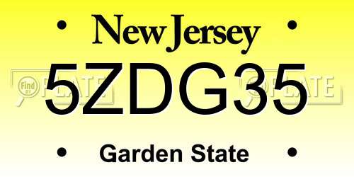 5ZDG35 New Jersey License Plate