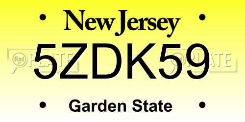 5ZDK59 New Jersey License Plate
