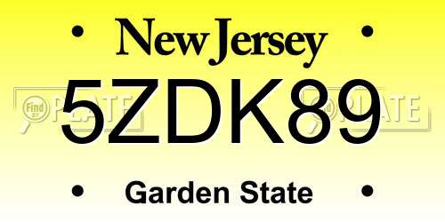 5ZDK89 New Jersey License Plate